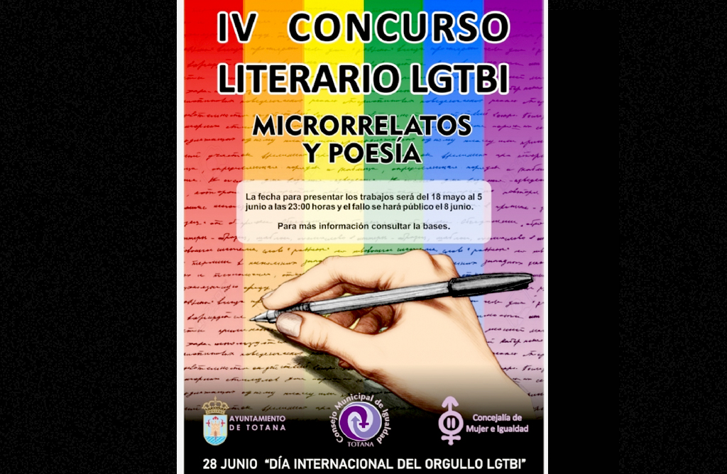 Totana volverá a celebrar los Premios Nacionales de Poesía y Microrrelatos LGTBIQ+ 